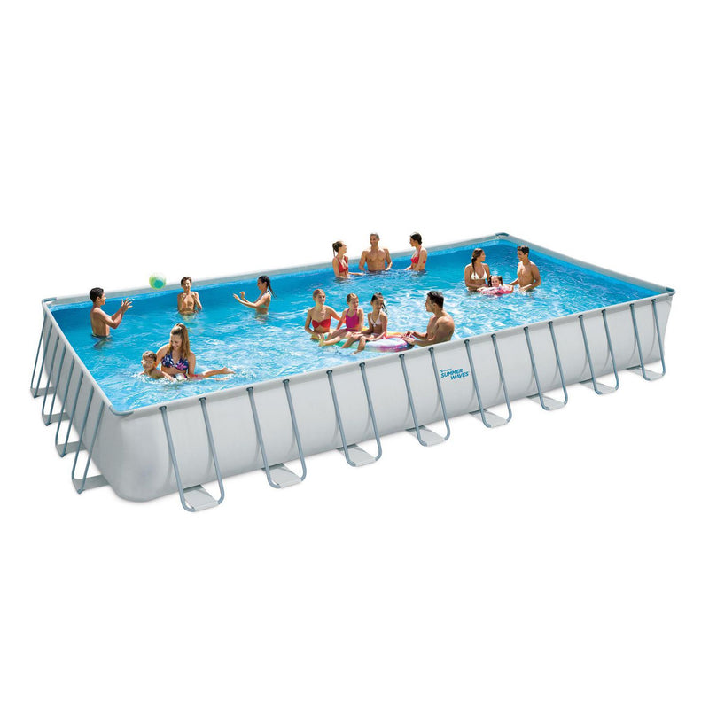 Summer Waves 32' x 16' x 52" Above Ground Rectangle Frame Pool Set,