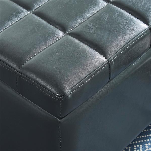 WHI Faux Leather Storage Ottoman - Grey