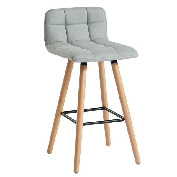 WHI Fabric/Solid Wood Counter Stool - Grey - Set of 2