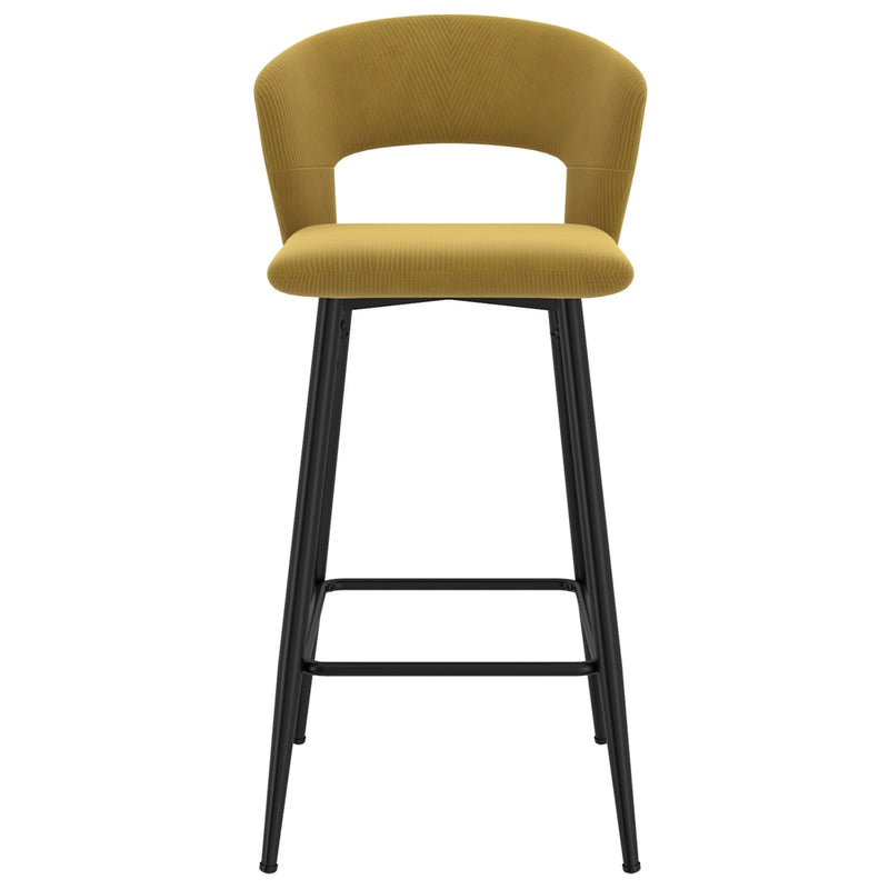 Inspire Camille Modern Upholstered Counter Stool - Mustard - 26-in - Set of 2