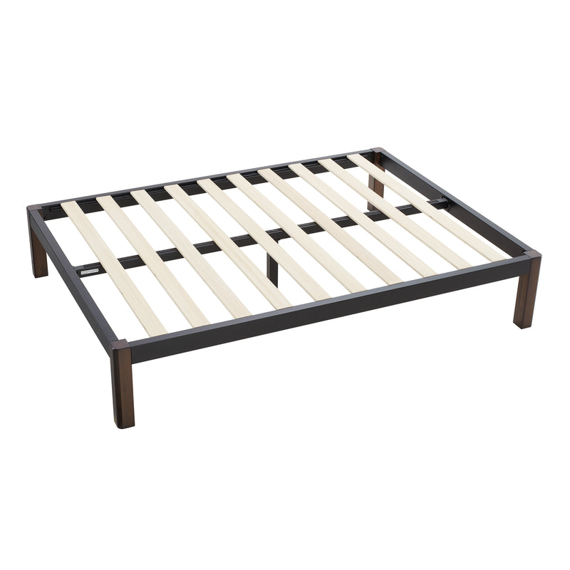 Mainstays Metal Bed Frame with Wood Legs, Black, Full size
