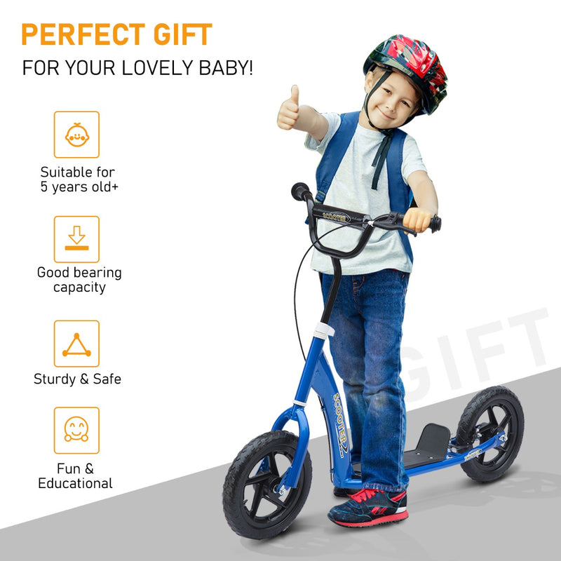 Homcom Adjustable Kids Pro Stunt Scooter Children Street Bike with 12” Tire