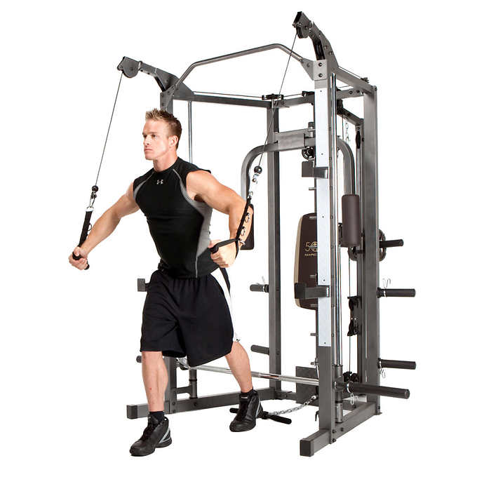 Combo Smith Cage Machine with Workout Bench and Weight Bar