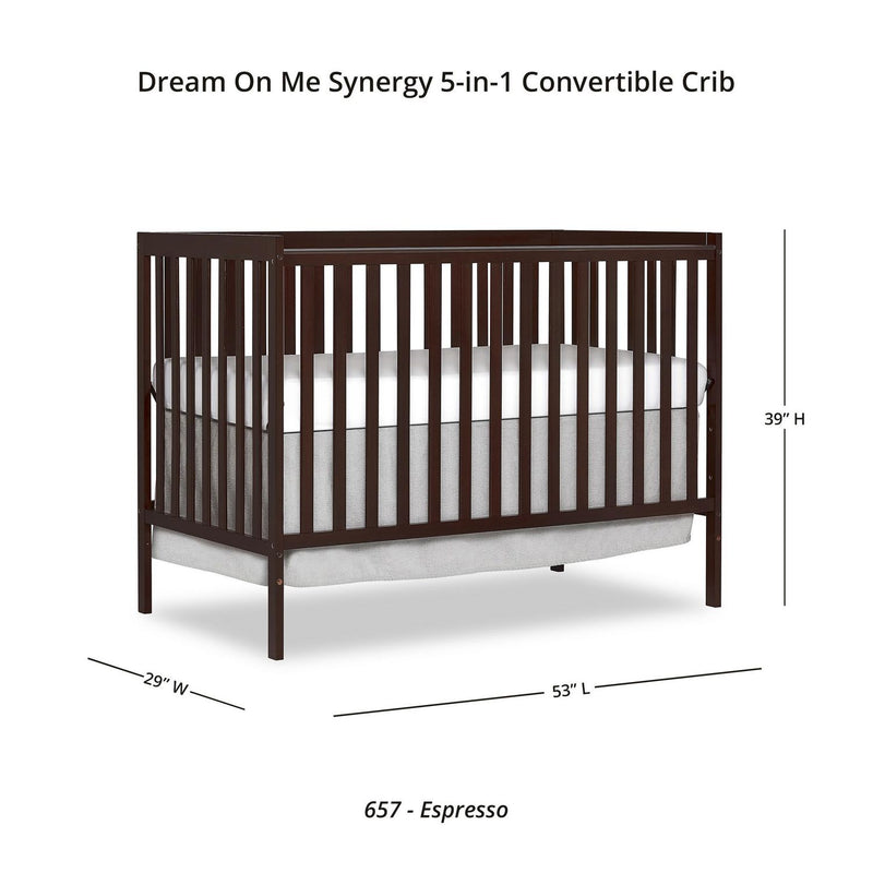 Dream on Me Synergy 5 in 1 Convertible Crib Colour:  Espresso
