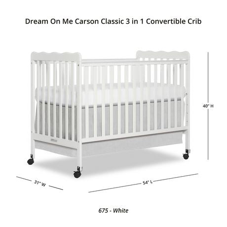 Dream On Me Carson Classic 3-in-1 Convertible Crib Colour:  White