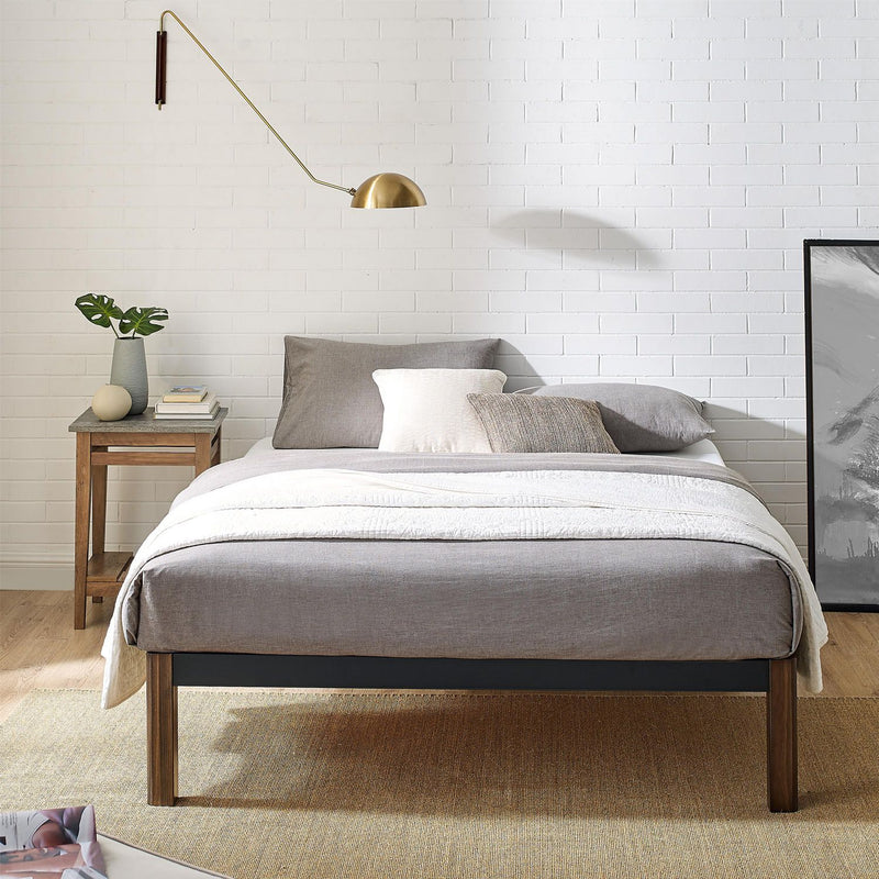 Mainstays Metal Bed Frame with Wood Legs , Queen size