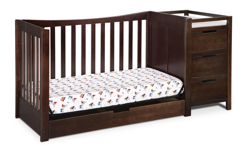 Graco Remi 4-in-1 Convertible Crib & Changer with Bonus Water-Resistant Change Pad, Colour:  Espresso