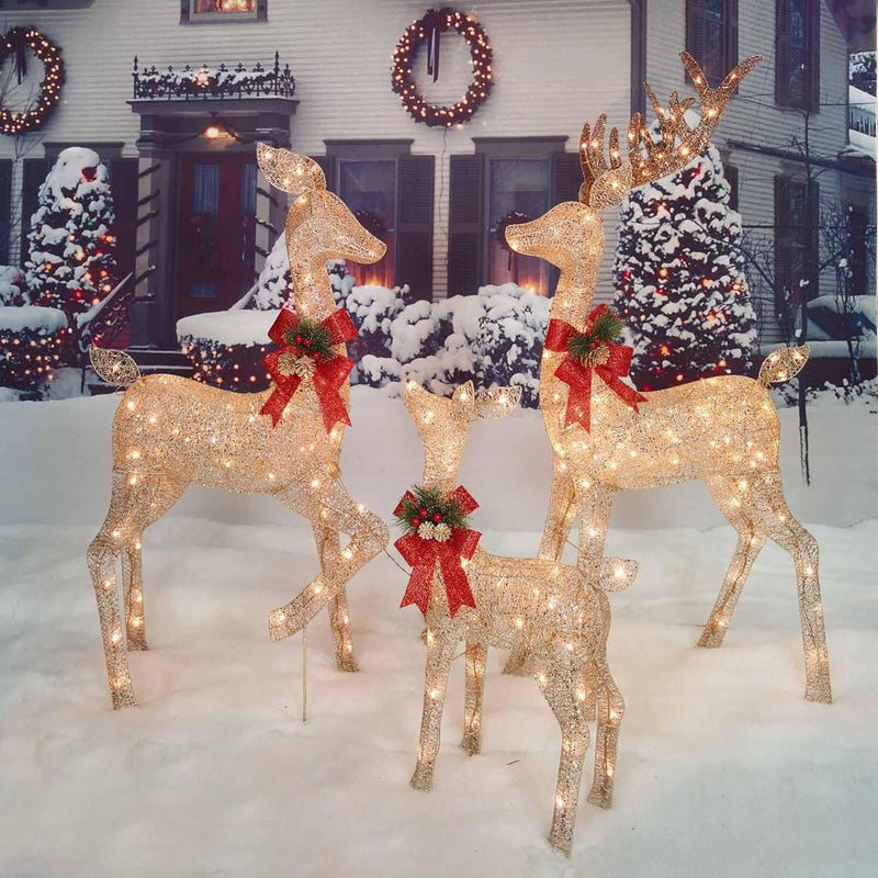 Holiday Time Pre-Lit 3 Deer Family Set