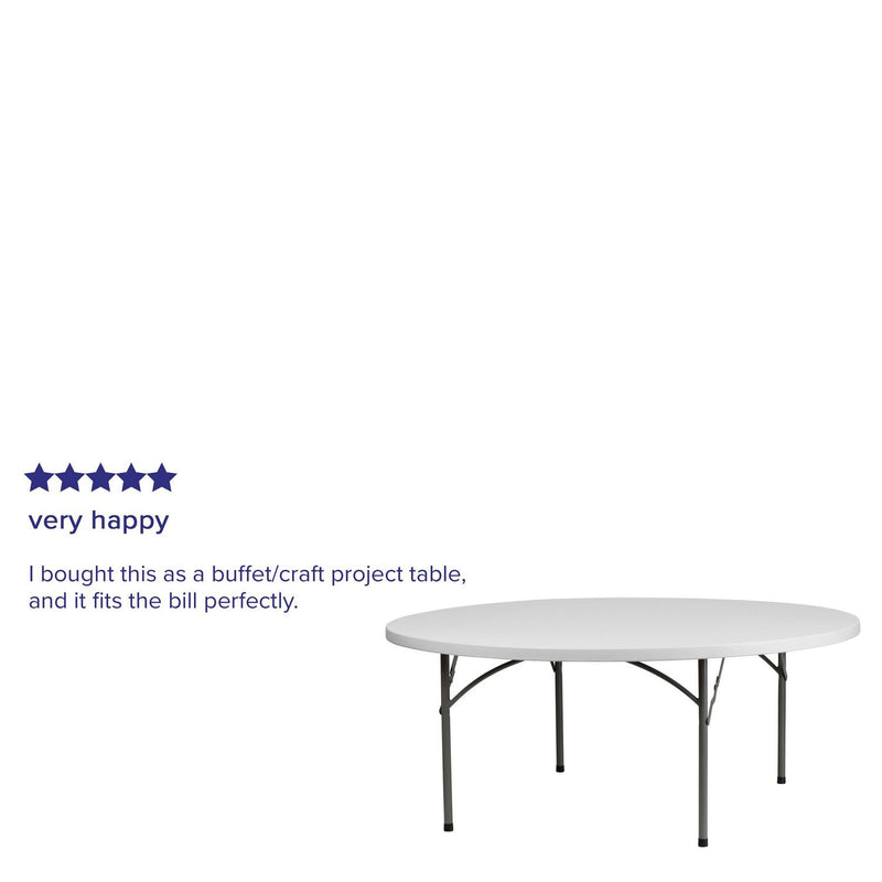 Flash Furniture 72'' Round Granite White Plastic Folding Table