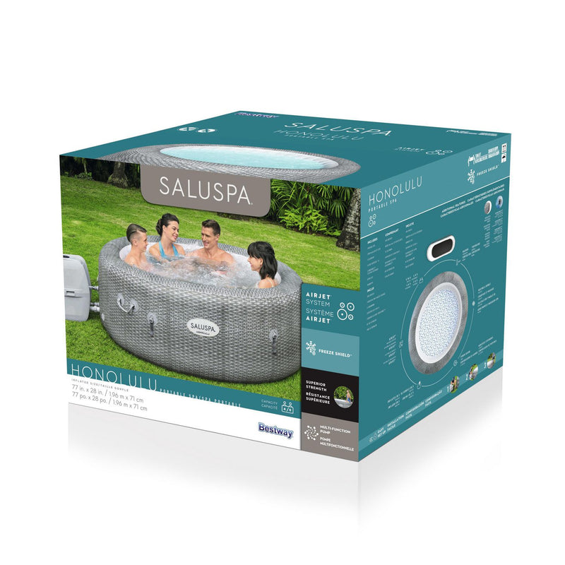SaluSpa Honolulu 6-Person Inflatable Hot Tub 77" x 28" With Soothing Bubble Massage