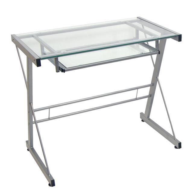 Manor Park Simple Modern Metal and Glass Computer Desk