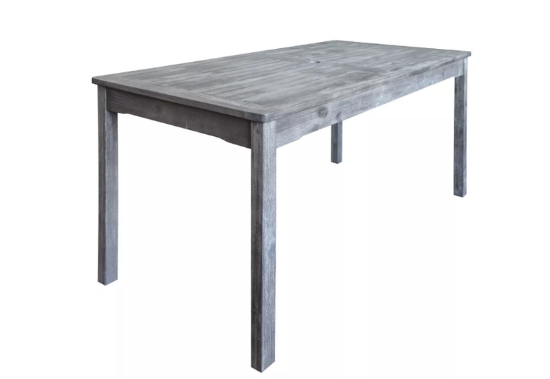 Vifah Renaissance Outdoor Patio Hand-Scraped Wood Rectangular Dining Table-Gray