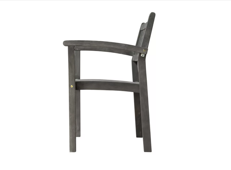 Vifah Renaissance Outdoor Patio Hand-scraped Wood Stacking Armchair (Set of 2) - Marley Gray