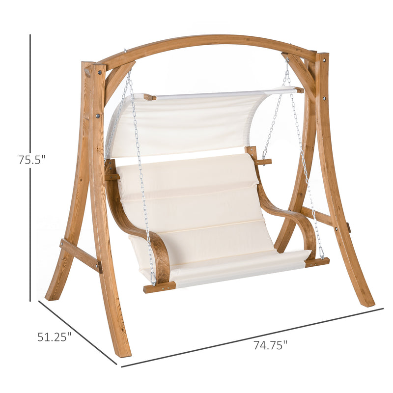 Outsunny Wooden Porch Swing Chair A-Frame Wood Log Swing Bench Chair