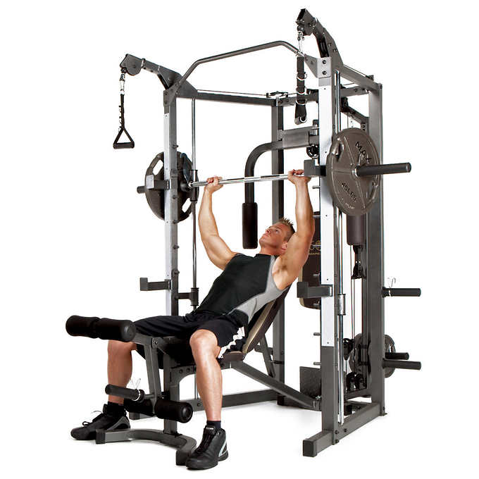 Combo Smith Cage Machine with Workout Bench and Weight Bar